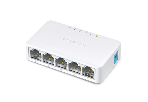 Mini Switch MERCUSYS MS105 - Color blanco, 5 puertos, RJ-45