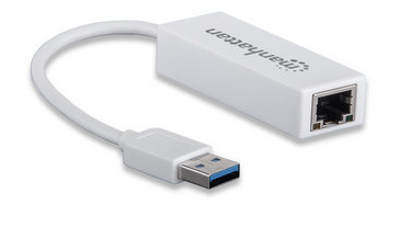 Tarjeta de Red USB - Ethernet MANHATTAN 506731 - USB 2.0, RJ-45, Macho/hembra, Color blanco