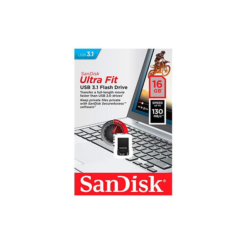 Memoria                                                                                                                                                               Flash Sandisk Ultra Fit 16gb Negro Usb 3.1 (sdcz430-016g-g46)