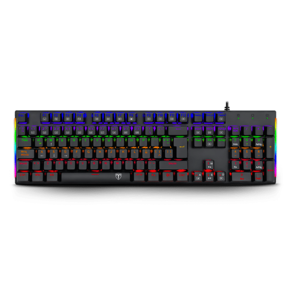Teclado         Mecánico T-dagger Naxos Negro Con Interruptores Blue Switch Y Luz Rainbow T-tgk310-bl-sp