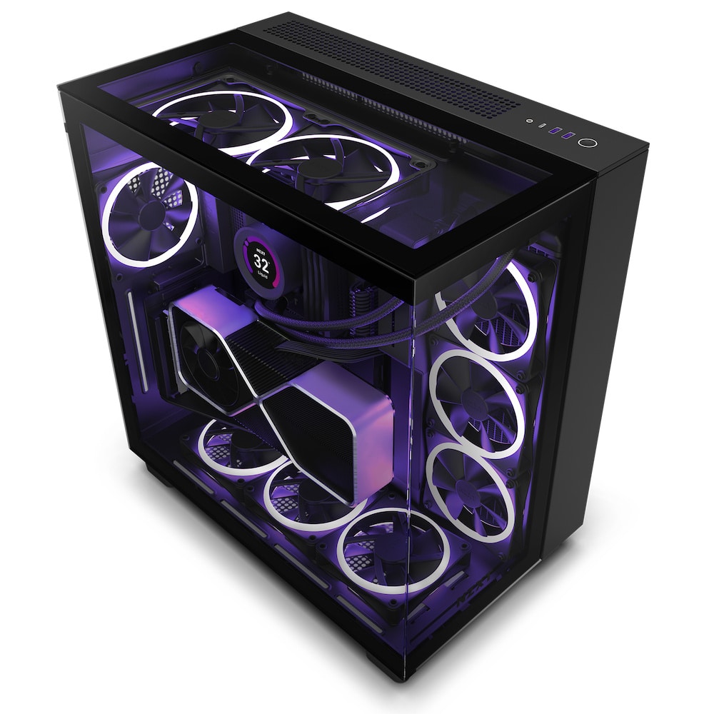 Gabinete  NZXT H9 Elite Mini-itx 3/vent F120 /rgb Duo Negro Cm-h91eb-01 Pue