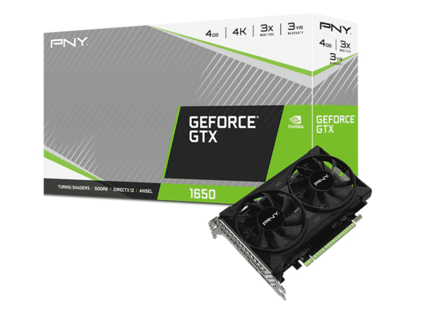 Tarjeta de Video PNY NVIDIA GeForce GTX 1650 Dual Fan 4GB GDDR6 VCG16504D6DFPPB
