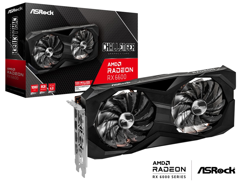 Tarjeta                                           De Video Asrock AMD Radeon Rx 6600 Challenger D OC 8gb Gddr6 Rx6600xt Cld 8go (incluye Earbuds Edifier X2 Wireless )
