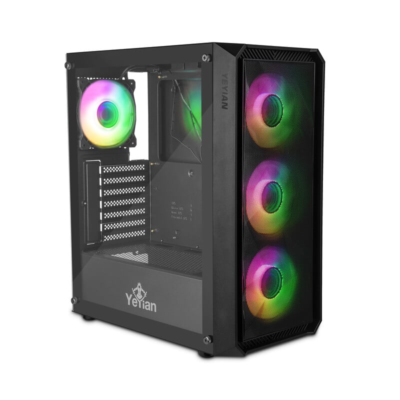 Gabinete                     Yeyian Lancer 4 Vent/atx/media Torre/mesh/crist Tem Lat/negro (openbox Para Ensamble)