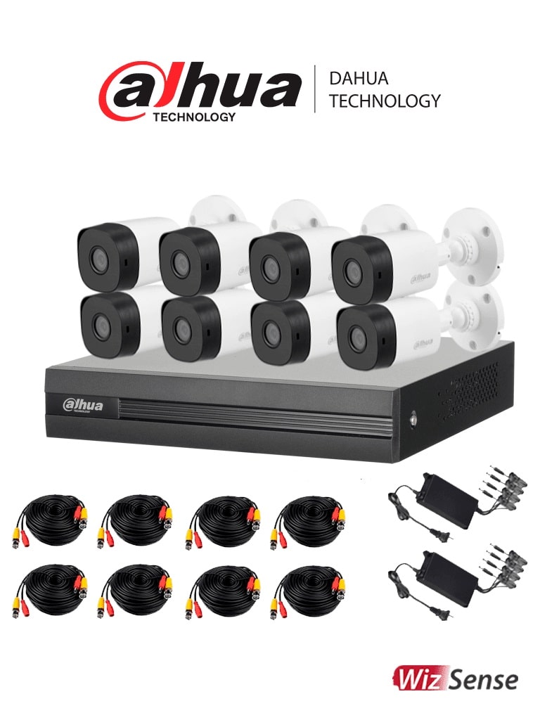 Kit                                                                                                                                                                                                       De Videovigilancia Dahua Technology Cooper-i - 8 Cámaras, Dvr 8 Canales, 8 Rollos De Cable Siamés, 2 Fuentes De Poder Y 2 Pulpos