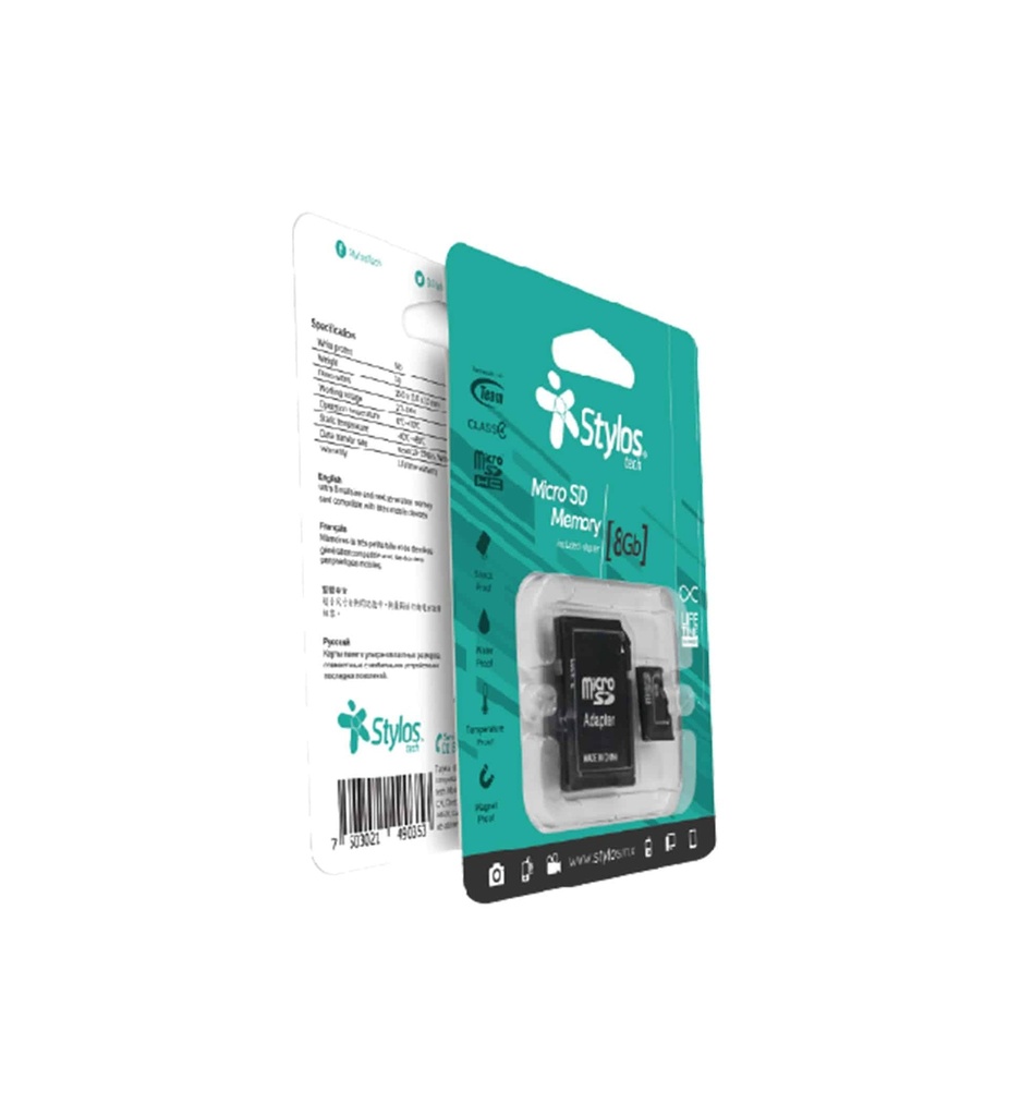 Memoria                                                                                                                                                                                                    Micro Sd 8gb C/a Stylos. Stmsd81b -