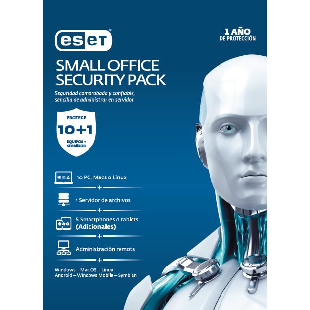 Antivirus                                                                                                                                           Eset Small Office Security Pack - Base, 10 Licencias, 1 Año(s), Español, Caja