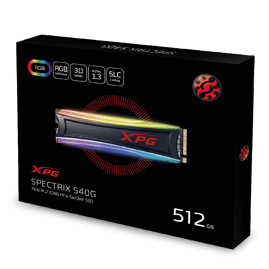 UNIDAD SSD M.2 ADATA XPG S40G RGB 2280 PCIe 512GB BOX (AS40G-512GT-C) pue