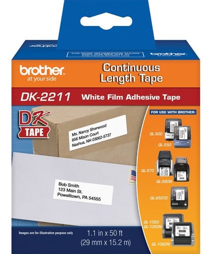 Etiqueta  Plastica Brother Dk2211 Continua, Texto Negro 29mmx15.2mm