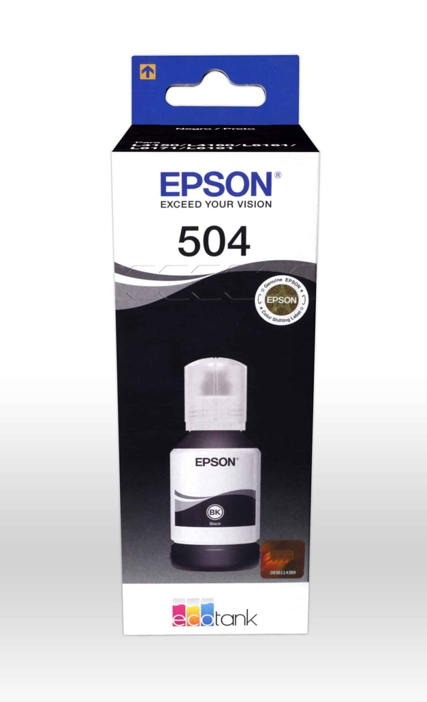 Botella                                                               Epson Ecotank T504 Negra Serie L 127ml Pigmento (t504120-al)