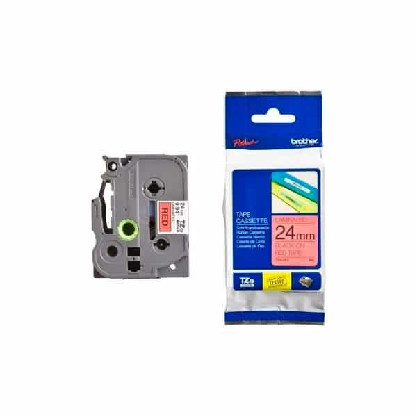 Cinta  Brother Tze451 Laminada Negro Sobre Rojo 24mm