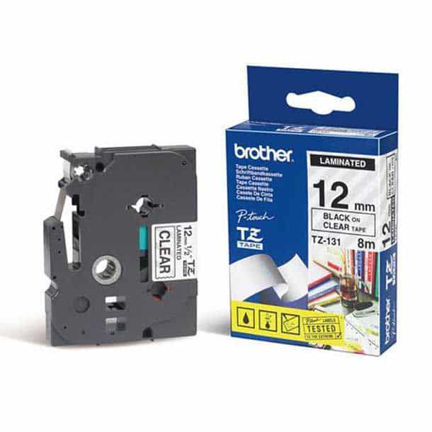 Cinta  Brother Tzes135 Blanco Sobre Transparente 12 Mm Eresistente