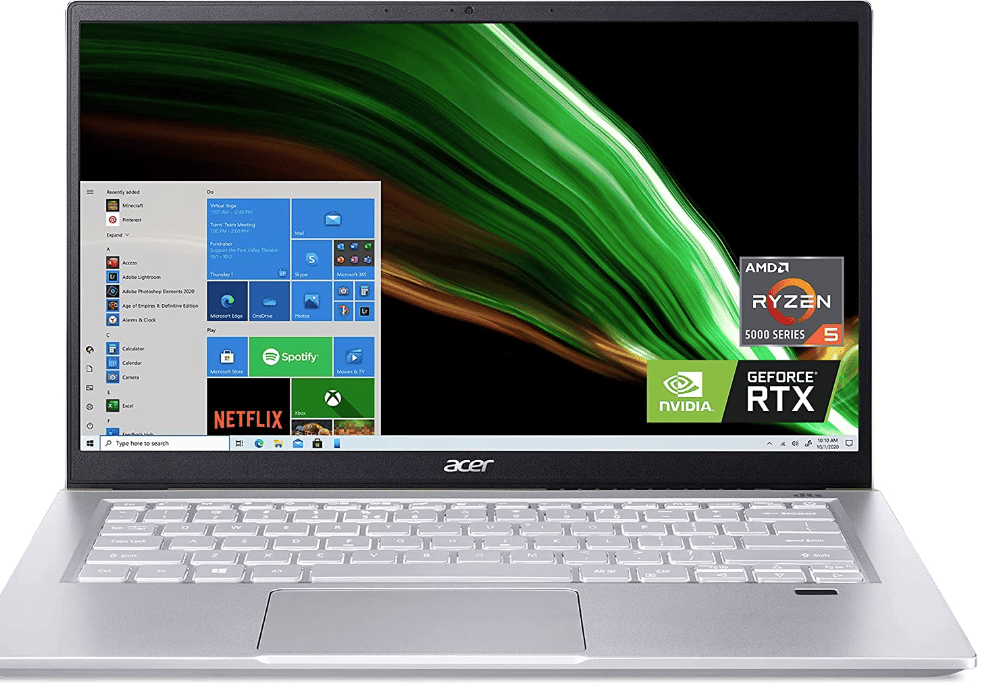 Laptop  Para Gaming Acer Swift X Sfx14-41g-r0sg Creator Laptop | 14 Pulgadas | AMD Ryzen 5 5600u | Nvidia RTX 3050 Gpu Para Laptop | 8gb Lpddr4x | 512gb Nvme SSD | Wi-fi 6 | Teclado Retroiluminado | Windows 10 Home Sfx14-41g-r0sg (openbox)