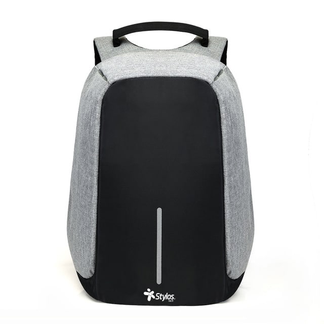 Mochila  Stylos Antirrobo Plata/ Compartimentos Cargador Usb (stabap1s
