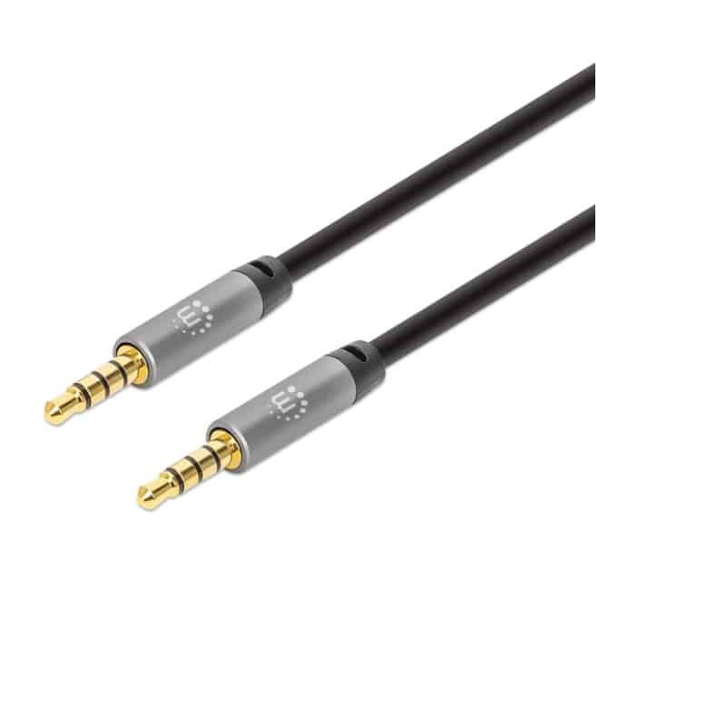 Cable  Manhattan Audio Estereo 3.5mm M-m 3.0m Negro/plateado 356008