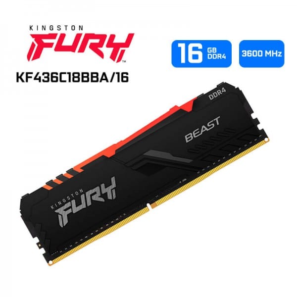 Memoria                                                                                                                                                                                                                                                                                                                                                                                                            Ddr4 Kingston Furybeast Rgb 16gb 3600mhz Dimm (kf436c18bba/16)