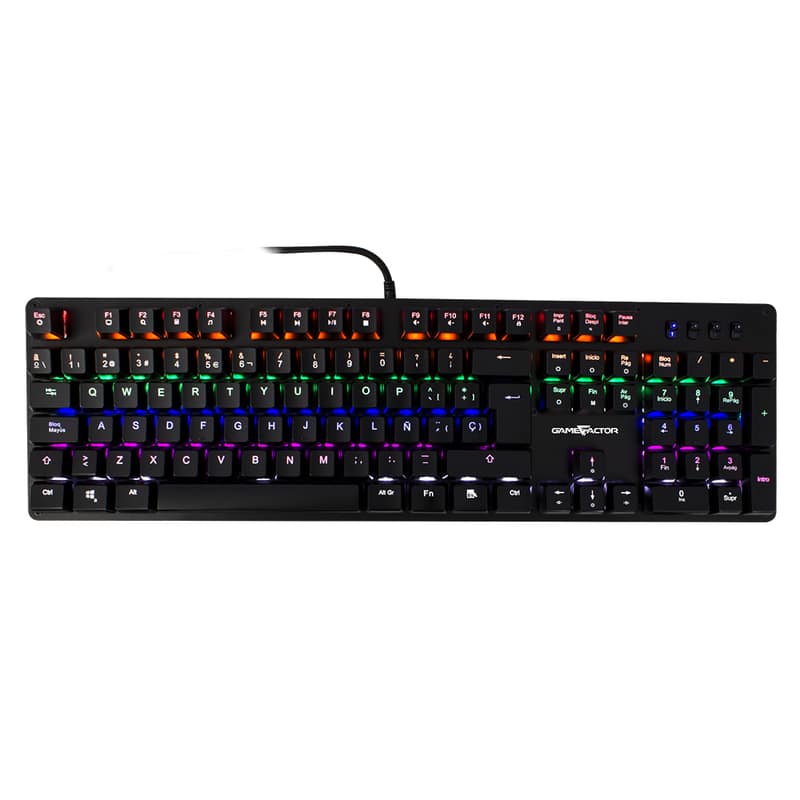 Teclado  Mecanico Game Factor Rainbow, Switch Red, Usb, Negro Kbg400-rd