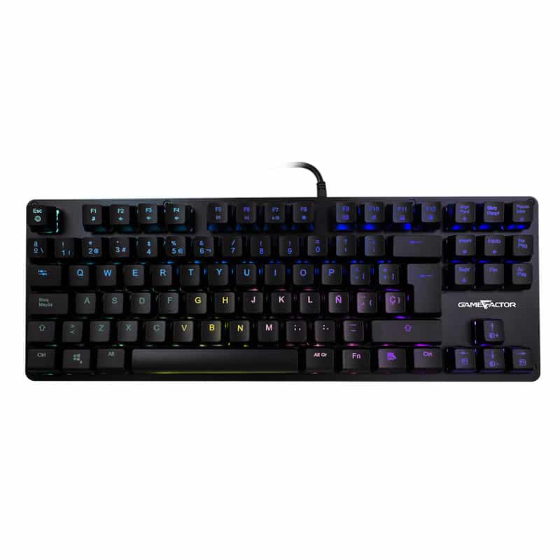 Teclado  Mecanico Tkl Game Factor Rgb,usb Negro, Switch Blue Kbg500-bl