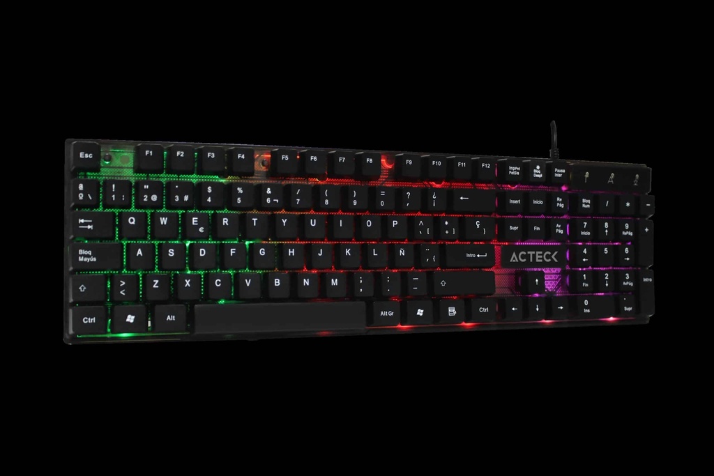 Teclado                                                                                                                                                                                                                                                                                                                                                                                                                   Alambrico Acteck-x Aurean X100usb Led 3colores Negro Ac-929615