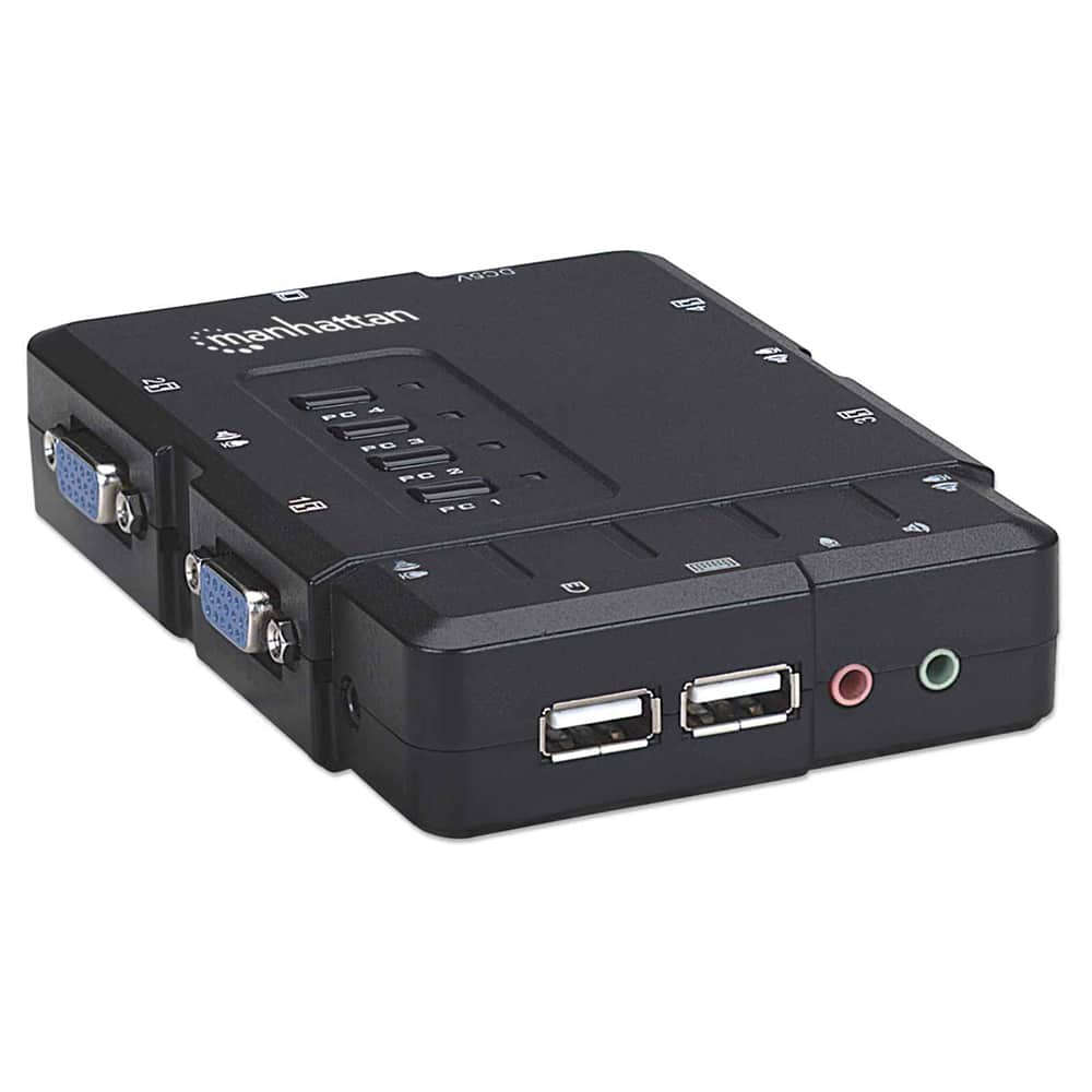 Mux  Kvm Mini Usb 4:1 Manhattan Con Cables + Audio 151269