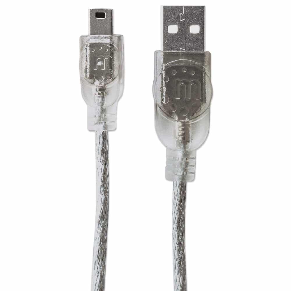 Cable  Usb V2.0 Manhattan A-mini B  1.8m Plata  333412