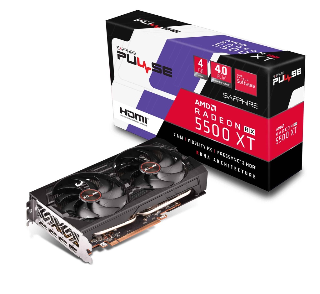 TARJETA DE VIDEO SAPPHIRE PULSE RX5500 XT 8GB GDDR6 (11295-01-20G) PUE
