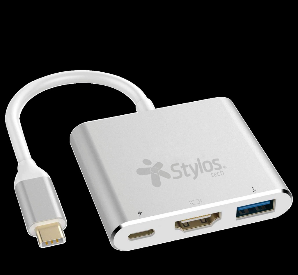 Hub                                                                                                                                                                                                                                                                                                        Multipuerto Stylos 3 En 1 Hdmi 4k, Usb 3.0, Usb C (stcbhub31s)