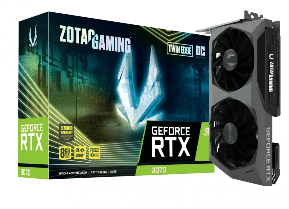 TARJETA DE VIDEO ZOTAC NVIDIA GEFORCE RTX 3070 TWIN EDGE OC 8GB GDDR6 GAMING ZT-A30700H-10P