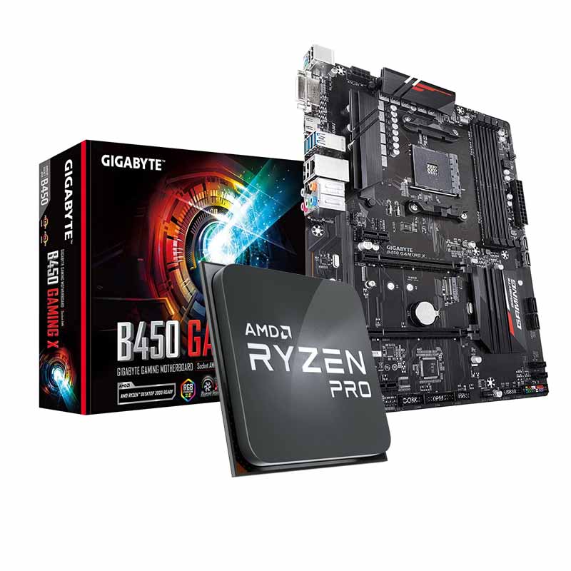 SET AMD RYZEN 7 PRO 4750G + TARJETA MADRE GIGABYTE B450 GAMING X AM4 RYZEN