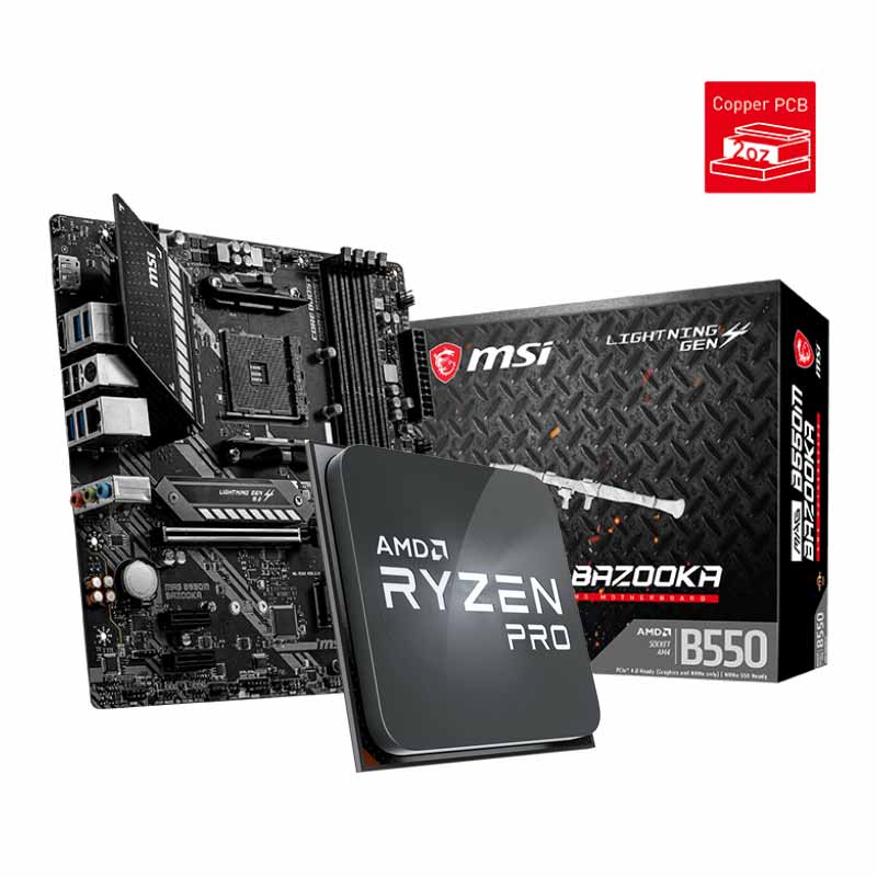 SET AMD RYZEN 7 PRO 4750G +TARJETA MADRE MSI MAG B550M BAZOOKA AM4